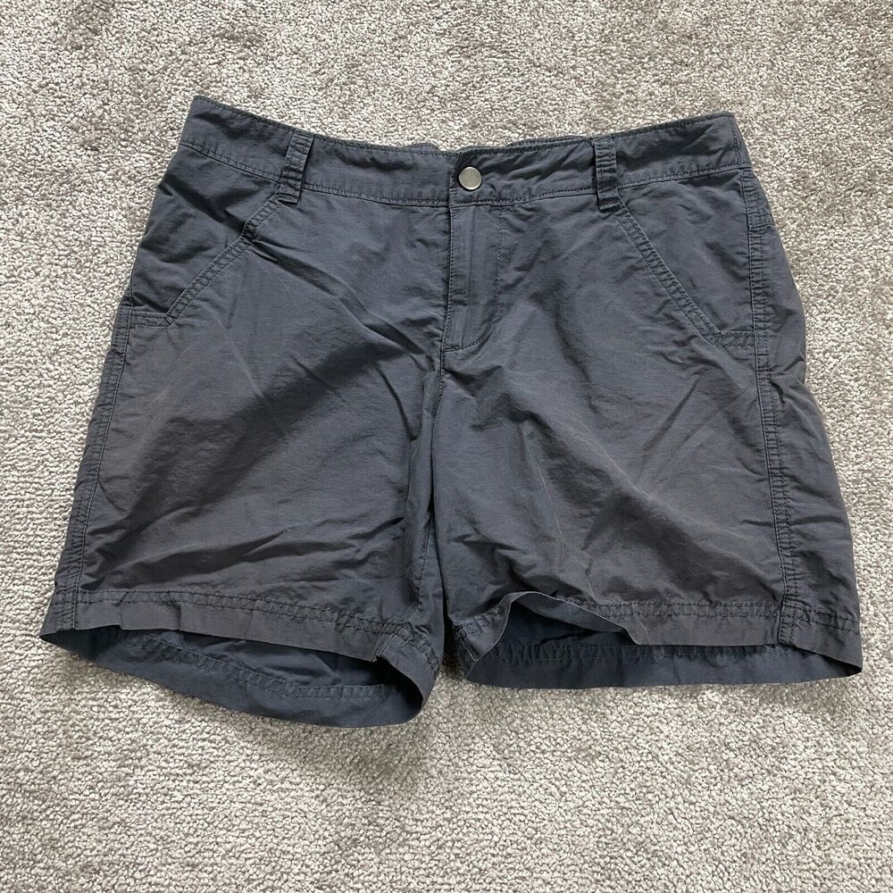 Columbia Chino Shorts Women 8W Charcoal Elastic Waist Cotton Nylon Outdoor 32x6